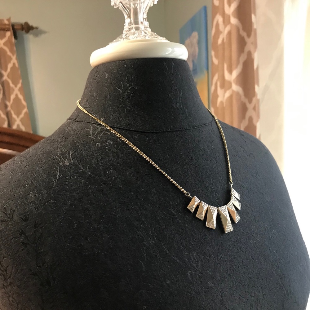 Dangling Rectangles & Rhinestones Necklace - Picture 3 of 8